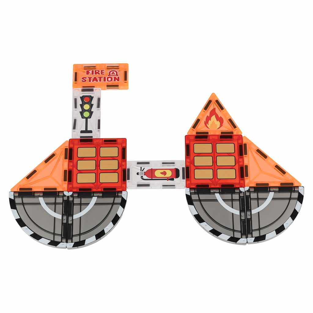 3D magnētiskie konstrukcijas klucīši „Ugunsdzēsēji“ – 2 automašīnas, 92 elementi | EcoToys