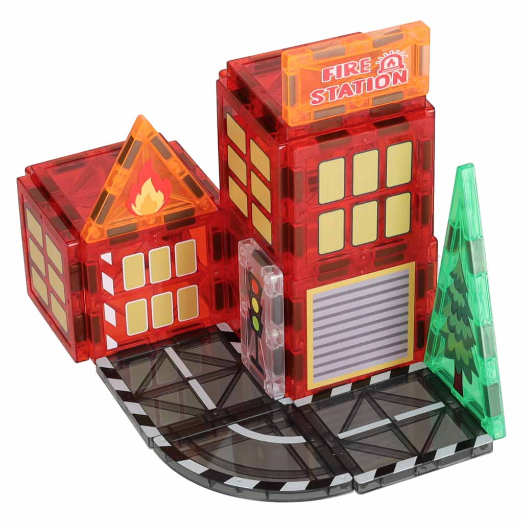 3D magnētiskie konstrukciju klucīši „Ugunsdzēsēji“ – 48 elementi | EcoToys