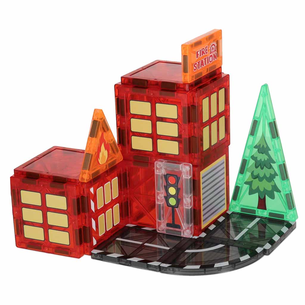 3D magnētiskie konstrukciju klucīši „Ugunsdzēsēji“ – 48 elementi | EcoToys