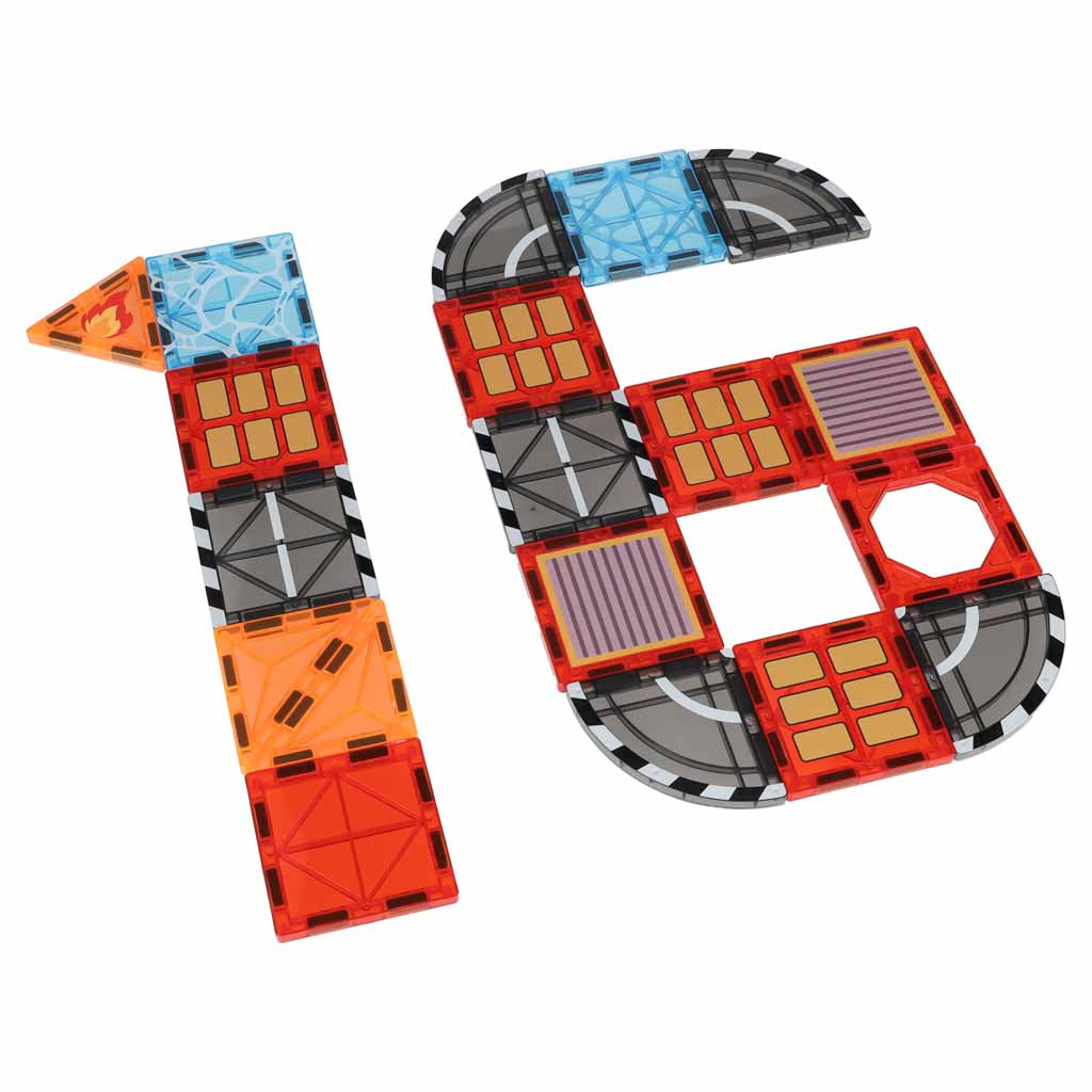 3D magnētiskie konstrukciju klucīši „Ugunsdzēsēji“ – 48 elementi | EcoToys