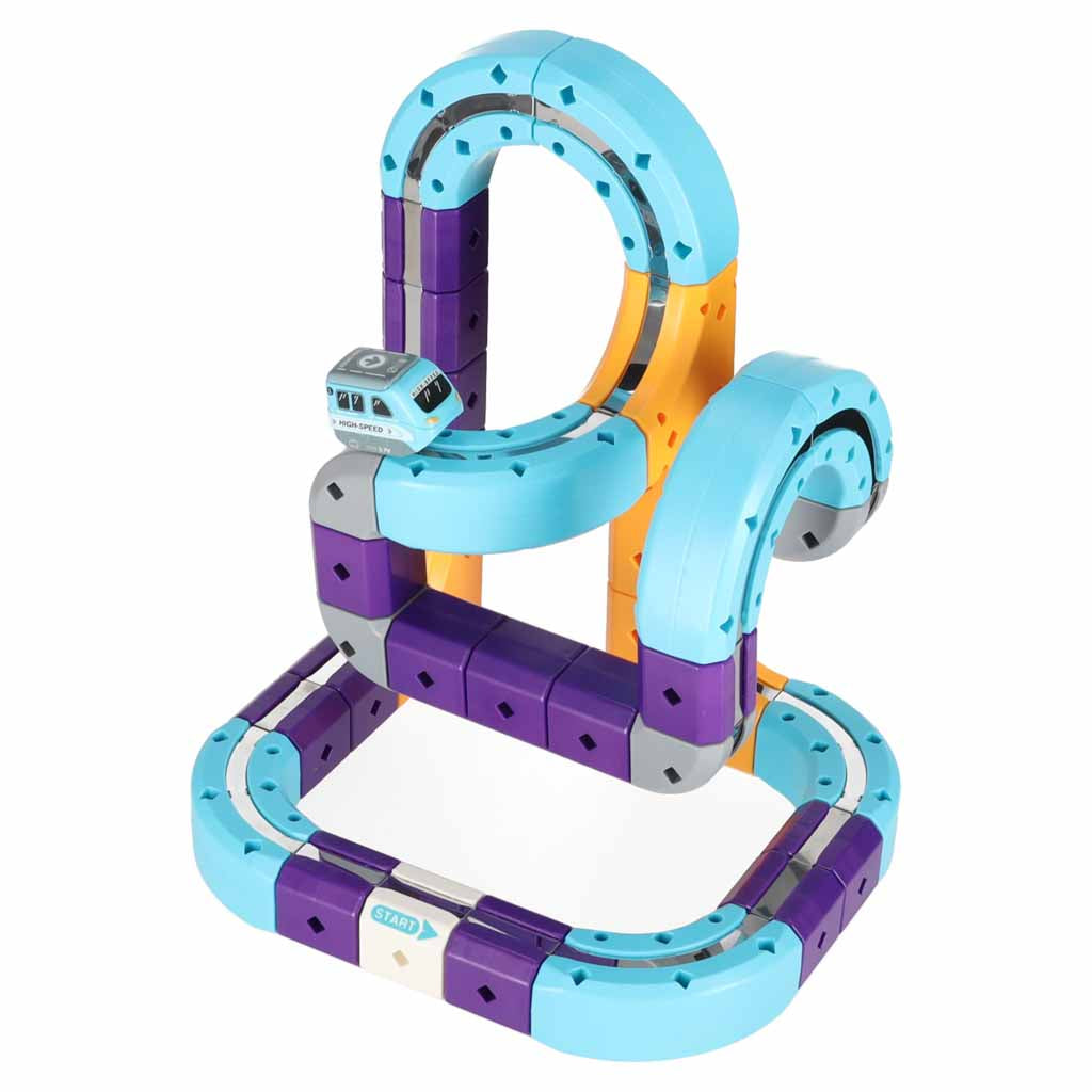 Magnētiskie konstruktoru klucīši – sacīkšu trase ar automašīnām, 54 elementi | EcoToys