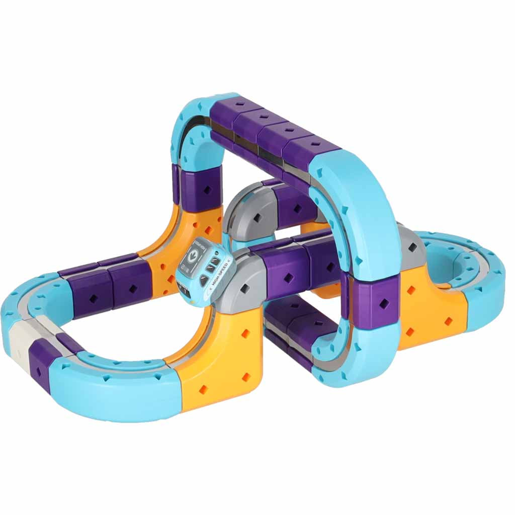 Magnētiskie konstruktoru klucīši – autosacīkšu trase, 87 detaļas | EcoToys