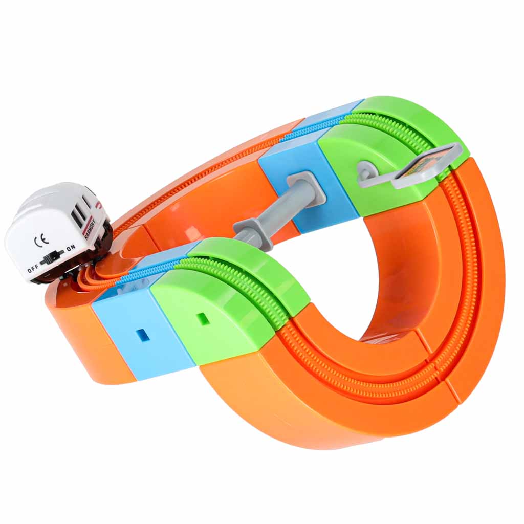 Magnētiskie konstrukcijas klucīši – sacīkšu trase un vilcieni, 100 detaļas | EcoToys