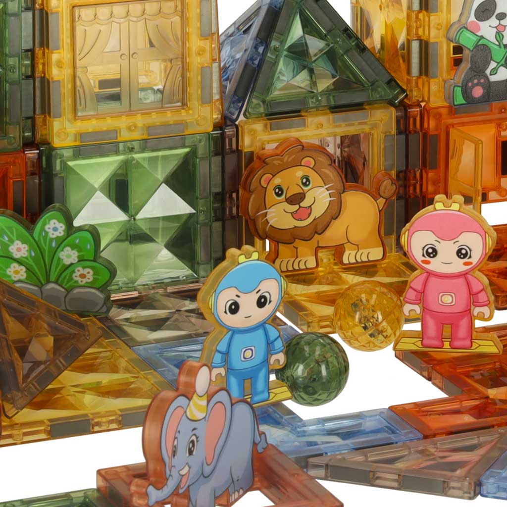 3D magnētiskais konstruktors ar gaismām “Dzīvnieku parks”, 124 el. | EcoToys