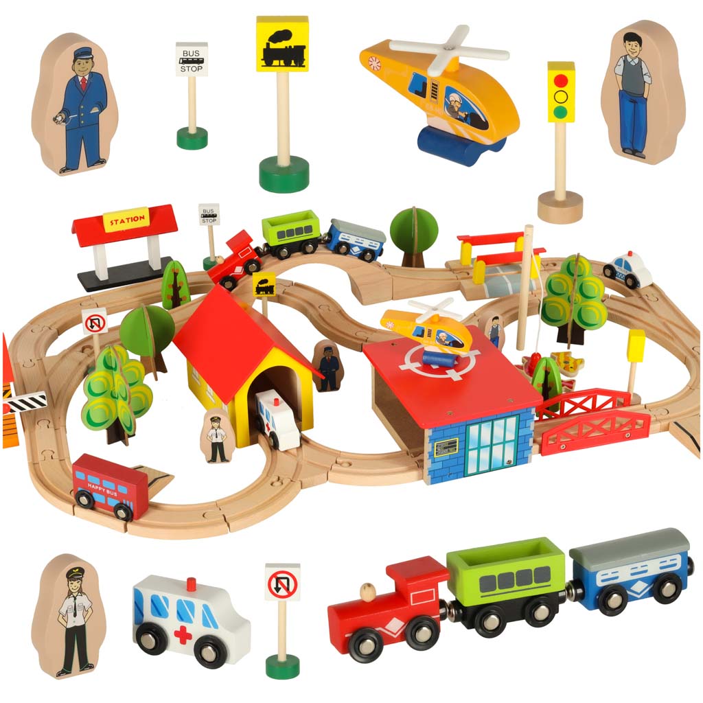 Koka vilciena lokomotīve pilsēta 69el | EcoToys