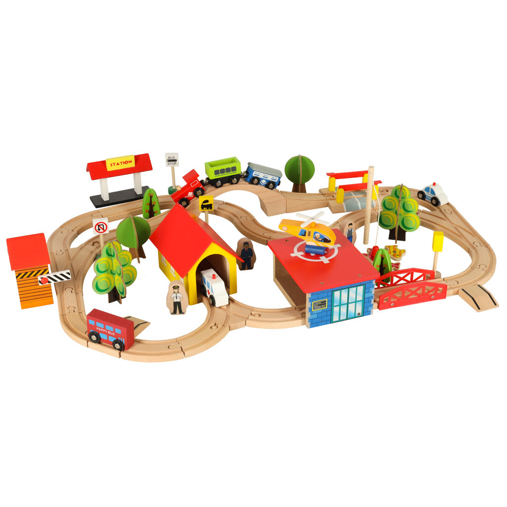 Koka vilciena lokomotīve pilsēta 69el | EcoToys