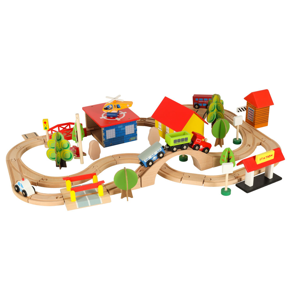Koka vilciena lokomotīve pilsēta 69el | EcoToys