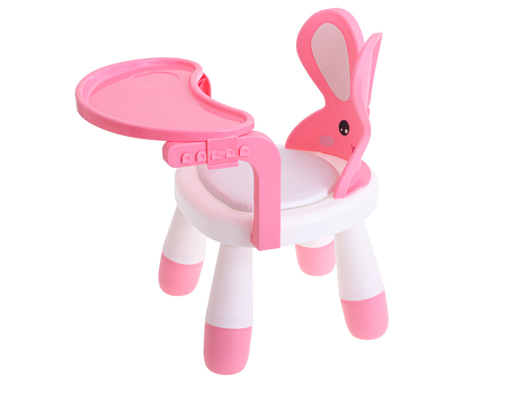 Bērnu krēsliņš ar galdiņu “Zaķis” ēšanai un rotaļām, rozā | EcoToys