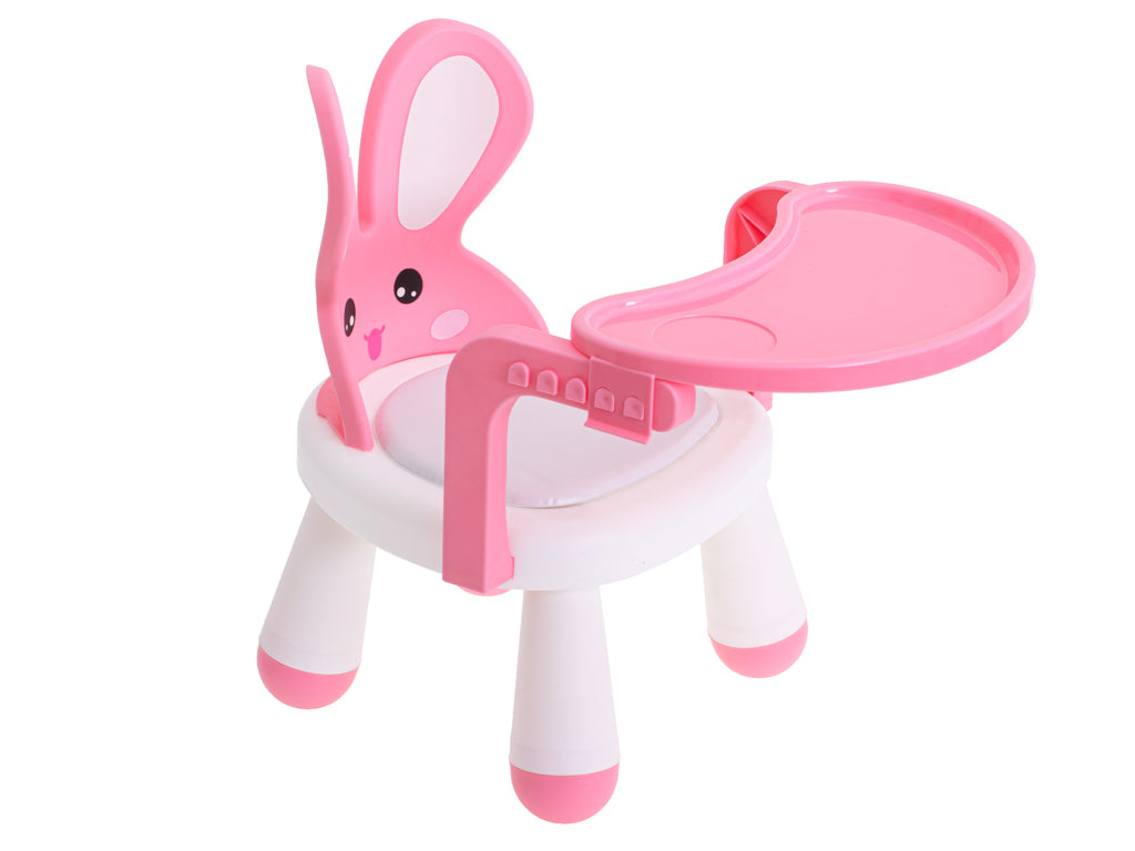 Bērnu krēsliņš ar galdiņu “Zaķis” ēšanai un rotaļām, rozā | EcoToys
