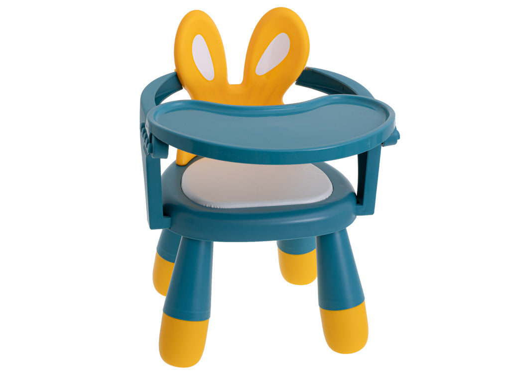 Bērnu krēsliņš ar galdiņu “Zaķis” ēšanai un rotaļām, dzeltens-zils | EcoToys