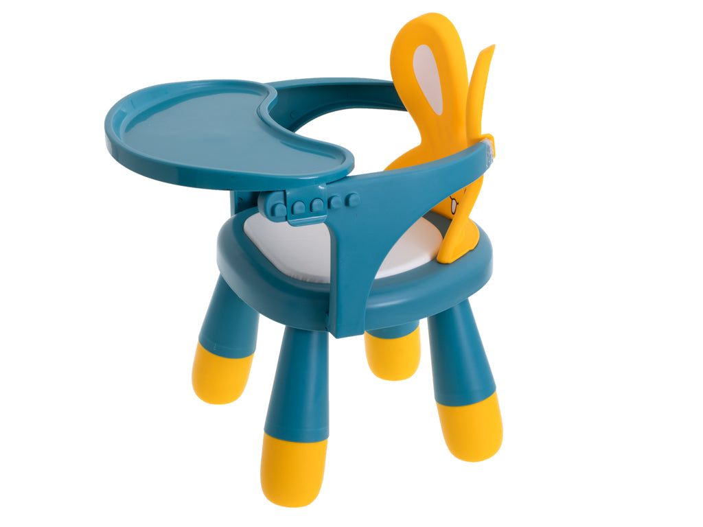 Bērnu krēsliņš ar galdiņu “Zaķis” ēšanai un rotaļām, dzeltens-zils | EcoToys
