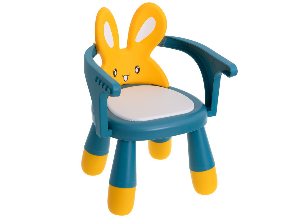 Bērnu krēsliņš ar galdiņu “Zaķis” ēšanai un rotaļām, dzeltens-zils | EcoToys