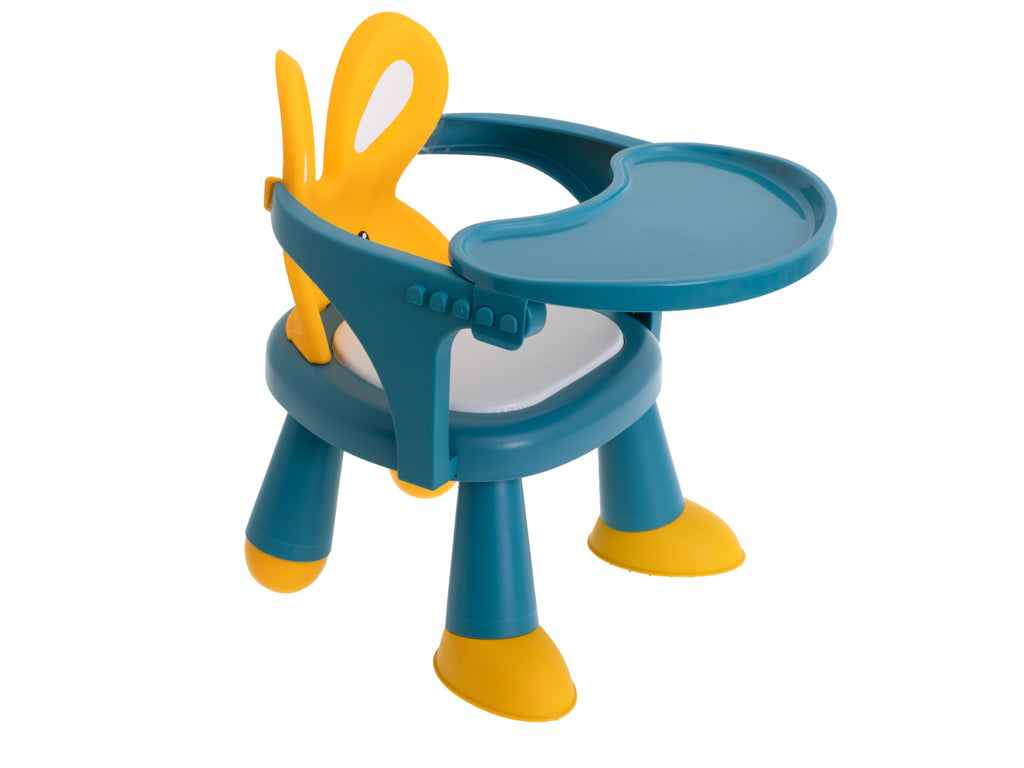 Bērnu krēsliņš ar galdiņu “Zaķis” ēšanai un rotaļām, dzeltens-zils | EcoToys