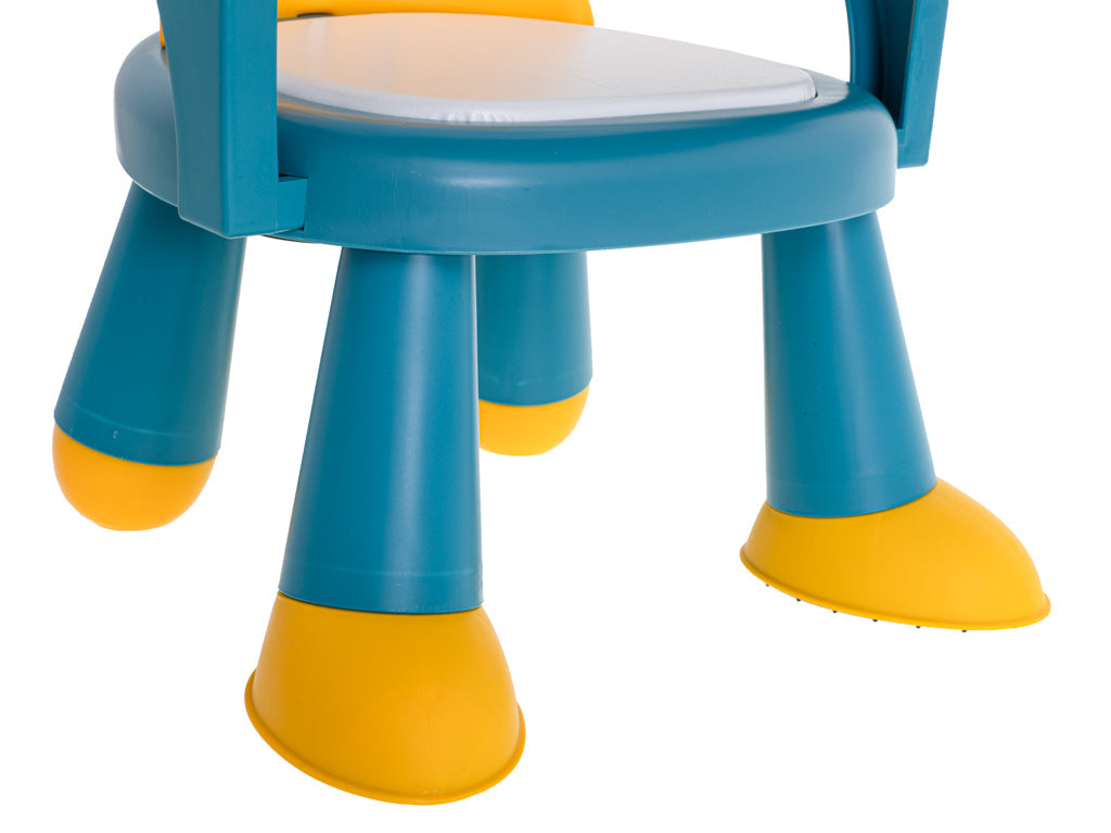 Bērnu krēsliņš ar galdiņu “Zaķis” ēšanai un rotaļām, dzeltens-zils | EcoToys