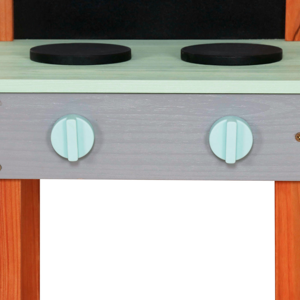 LULILO Sableto koka dubļu virtuve uz riteņiem ar krānu, 116 cm | EcoToys