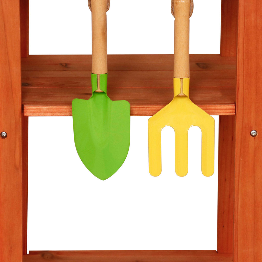 LULILO Sableto koka dubļu virtuve uz riteņiem ar krānu, 116 cm | EcoToys