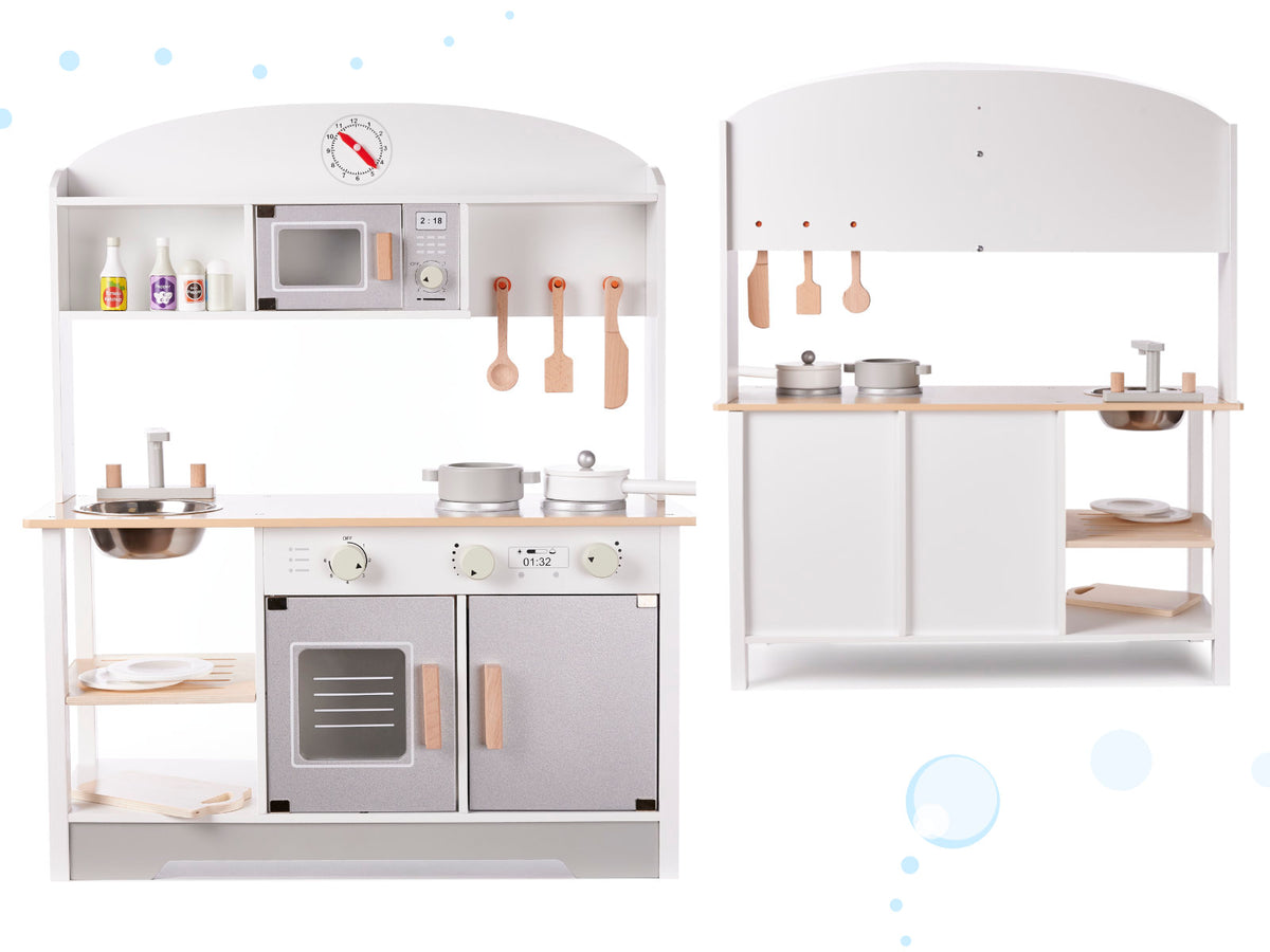 Liela koka bērnu virtuve “Modern Classic” ar piederumiem, pelēka | EcoToys