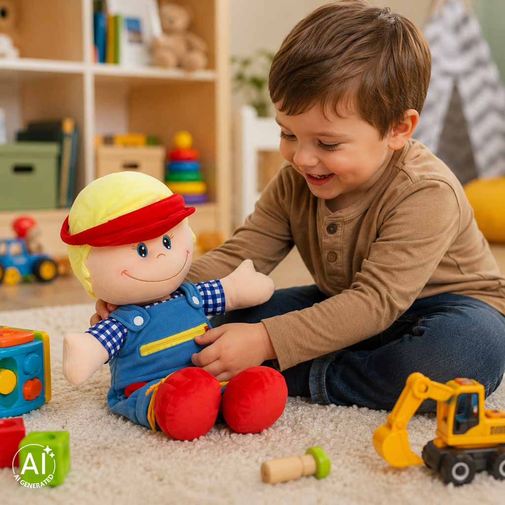Mīksta lelle zēns – mīļlieta apģērbšanās iemaņu apguvei | EcoToys