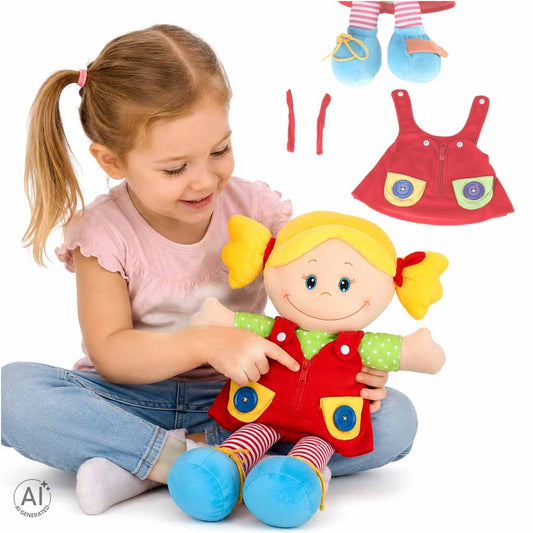 Mīksta lelle meitene – mīļlieta apģērbšanās iemaņu apguvei | EcoToys