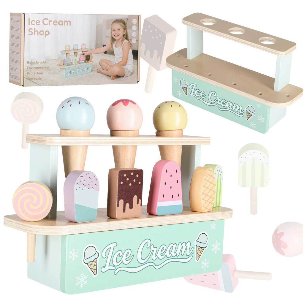 Koka saldējuma kiosks bērniem – rotaļu saldējuma veikals | EcoToys
