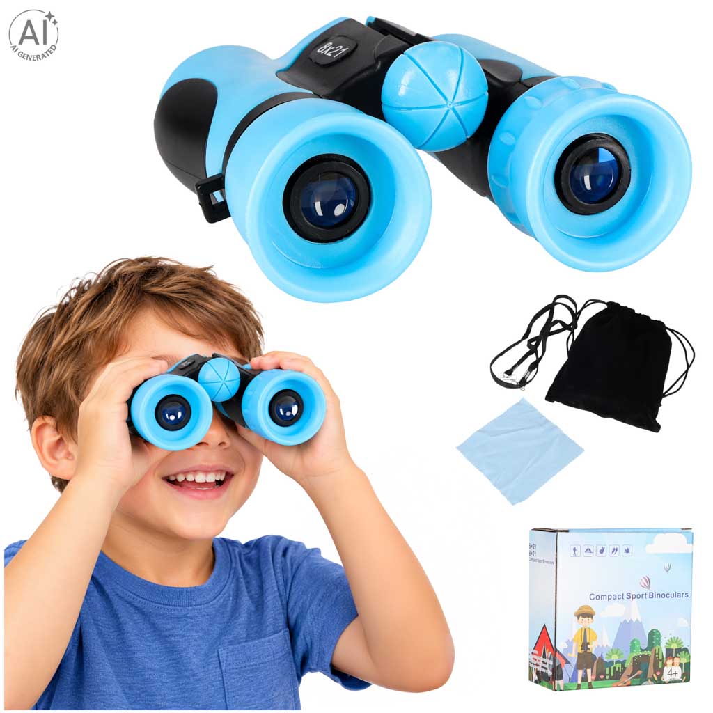 Bērnu binoklis putnu novērošanai 8x 21 mm HD, ar zilu apvalku | EcoToys