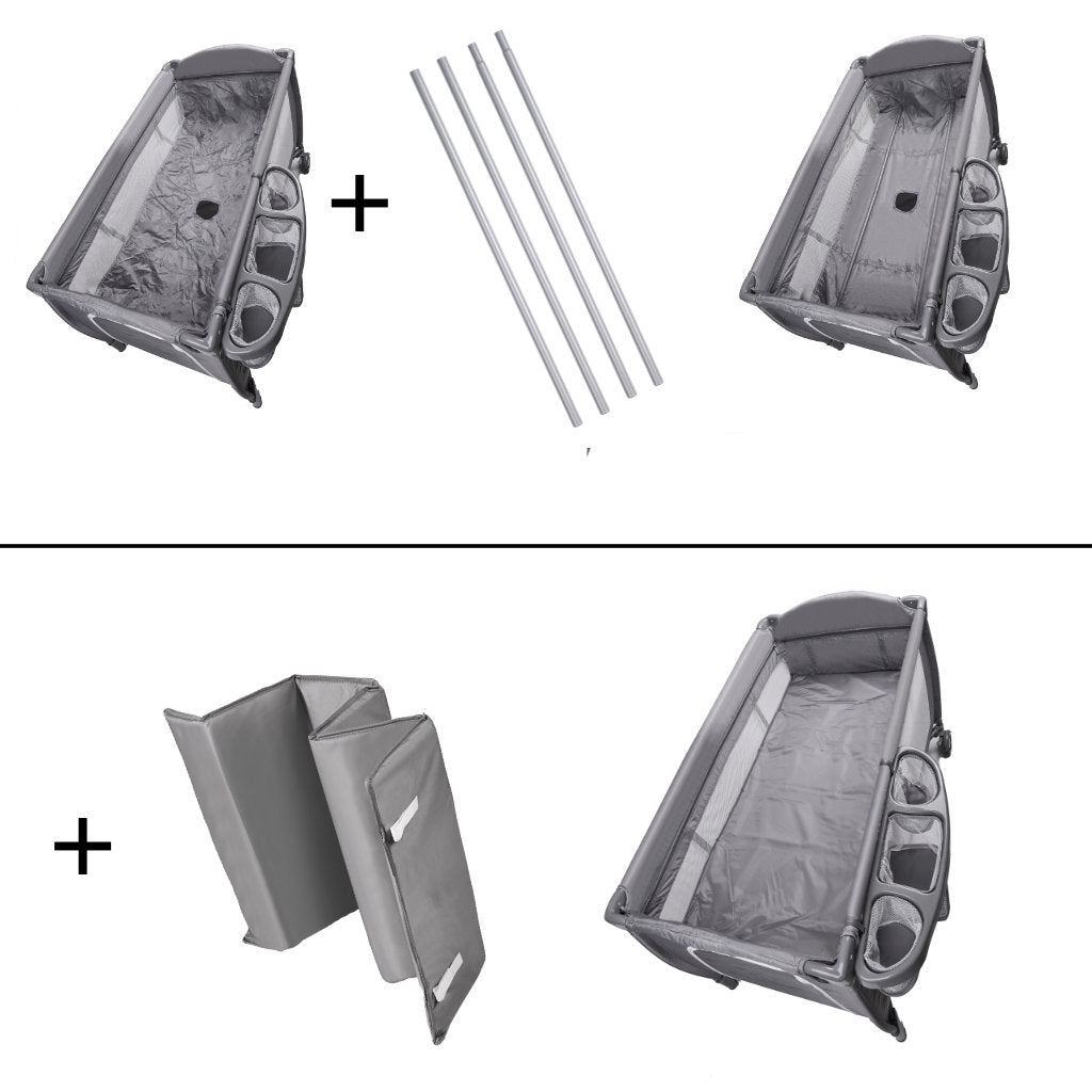 Ceļojumu gultiņa salokāms divu līmeņu pārtinamais galds maks. 15 kg | EcoToys