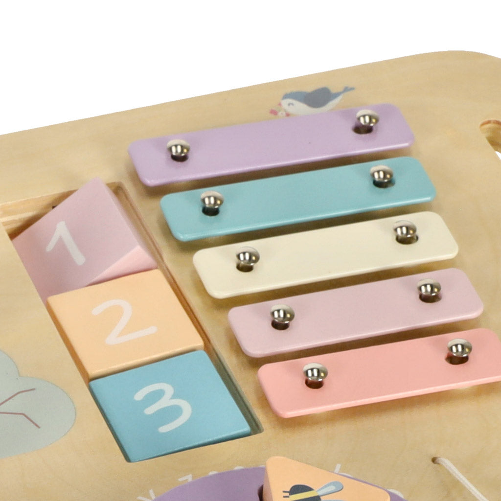 LUDO manipulāciju dēlis koka sensorais galds 2in1 rozā