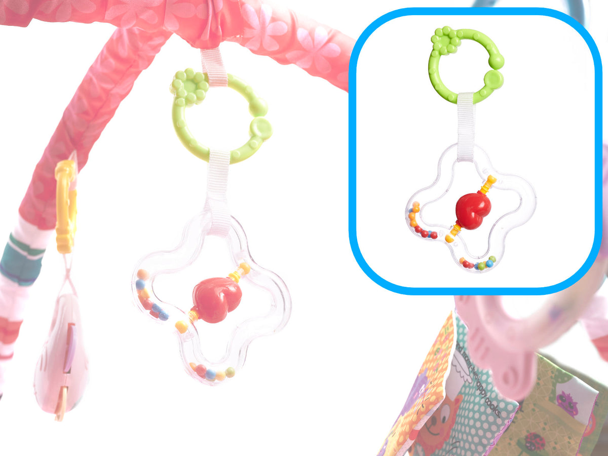 Attīstošais paklājiņš-manēža mazulim ar bumbiņām un arkām, rozā | EcoToys