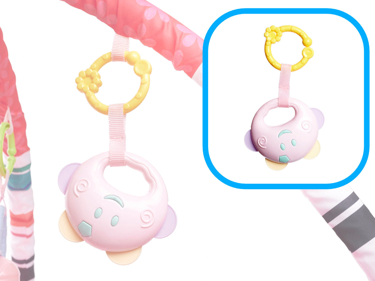 Attīstošais paklājiņš-manēža mazulim ar bumbiņām un arkām, rozā | EcoToys