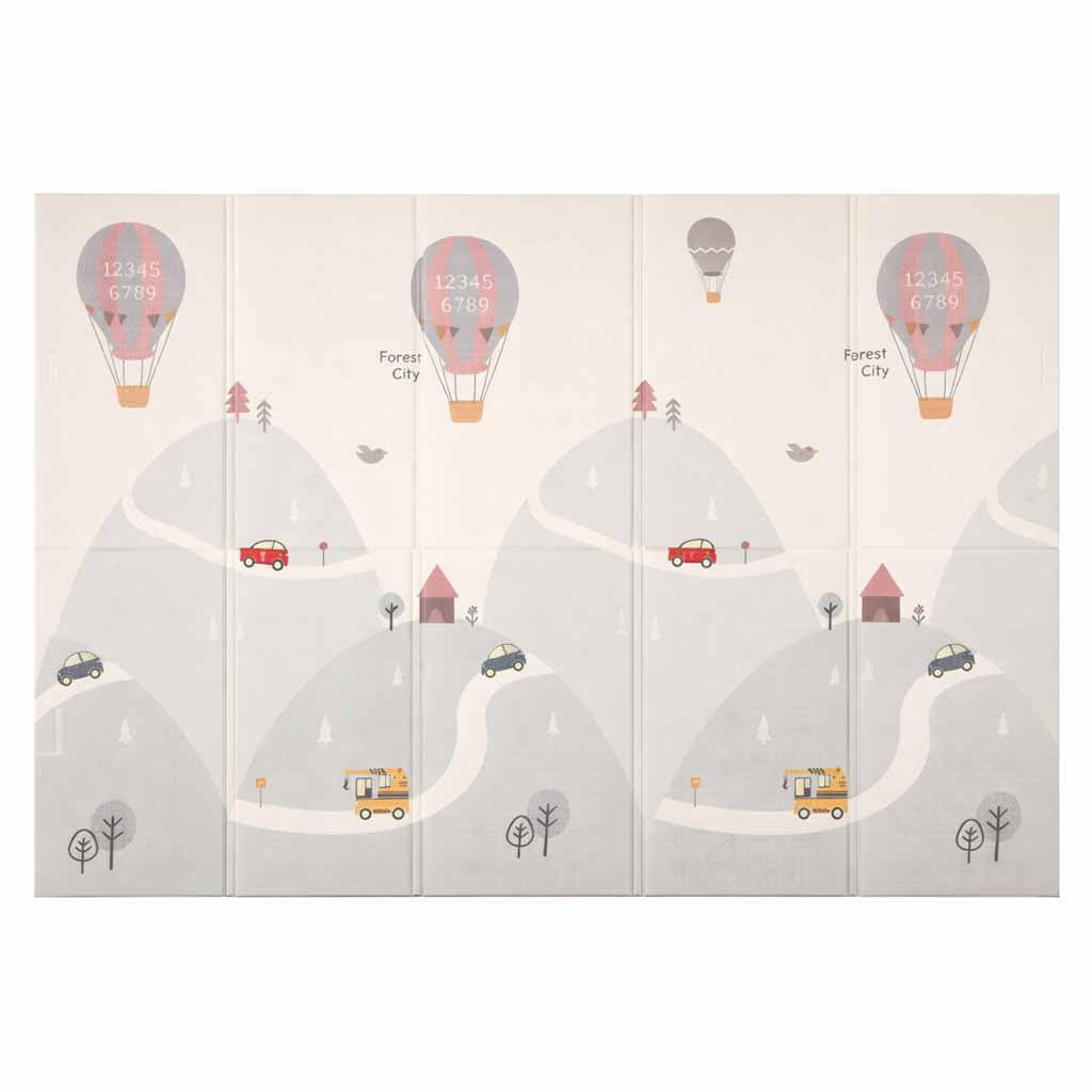 Izglītojošs putuplasta paklājiņš abpusēji salokāms 150x200cm baloni ielu | EcoToys