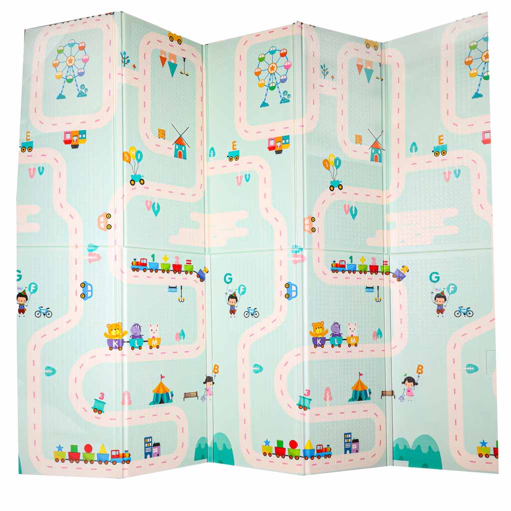 Izglītojošs divpusējs putuplasta salokāms pandas ielas paklājs 180 x 200 cm | EcoToys