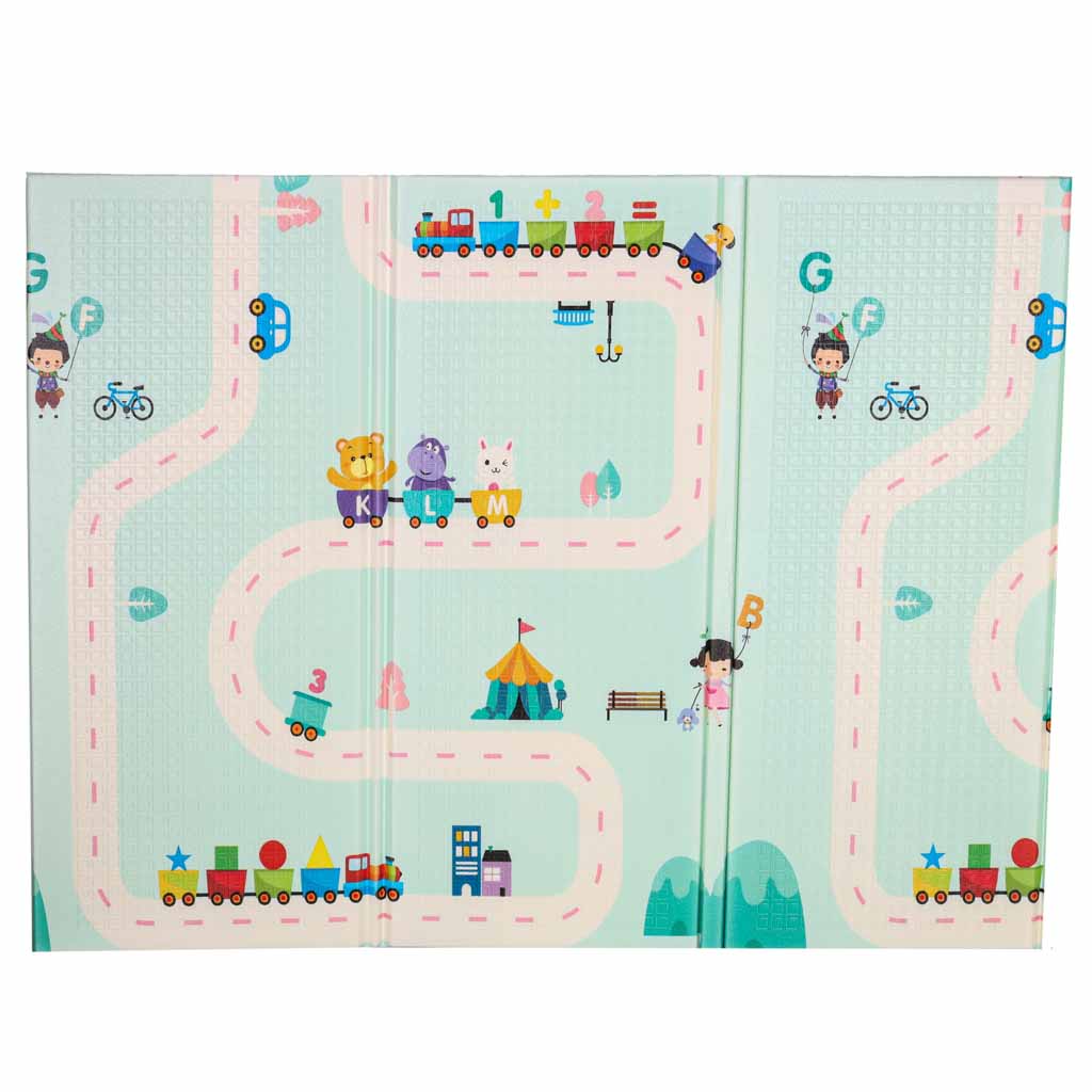 Izglītojošs divpusējs putuplasta salokāms pandas ielas paklājs 180 x 200 cm | EcoToys