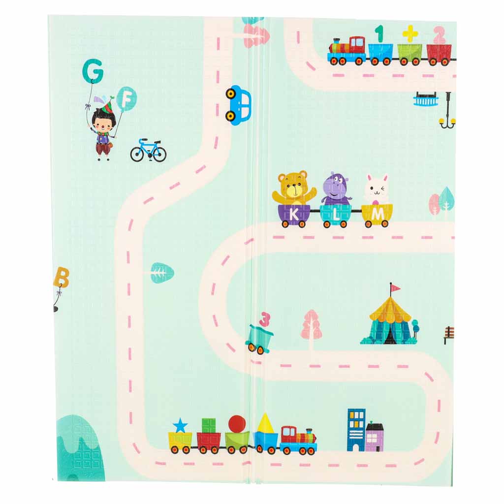Izglītojošs divpusējs putuplasta salokāms pandas ielas paklājs 180 x 200 cm | EcoToys