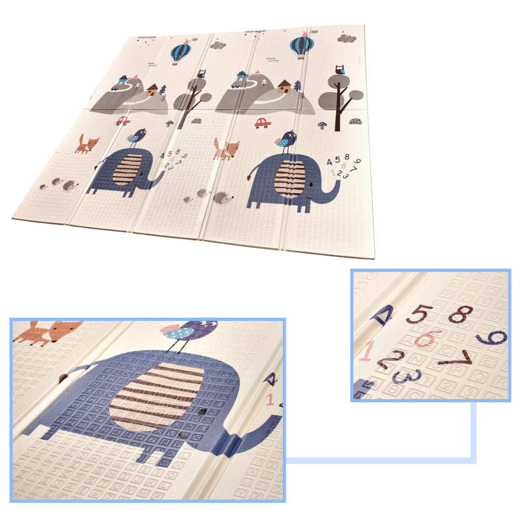 Izglītojošs salokāms divpusējs putuplasta paklājs 180 x 200 cm iela/mežs | EcoToys