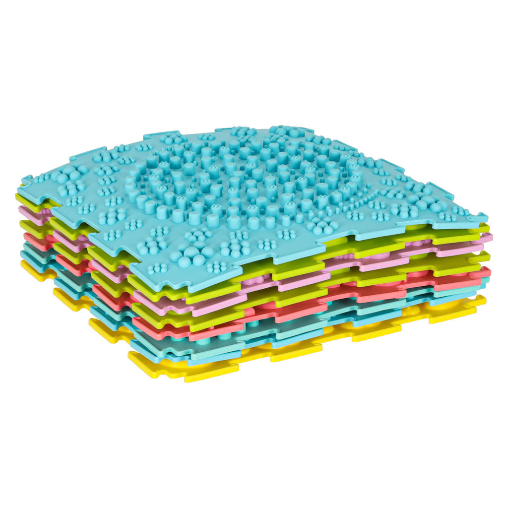 Sensorais paklājiņš montessori pēdu masāžas puzle 8 gabaliņi pasteļtoņi | EcoToys