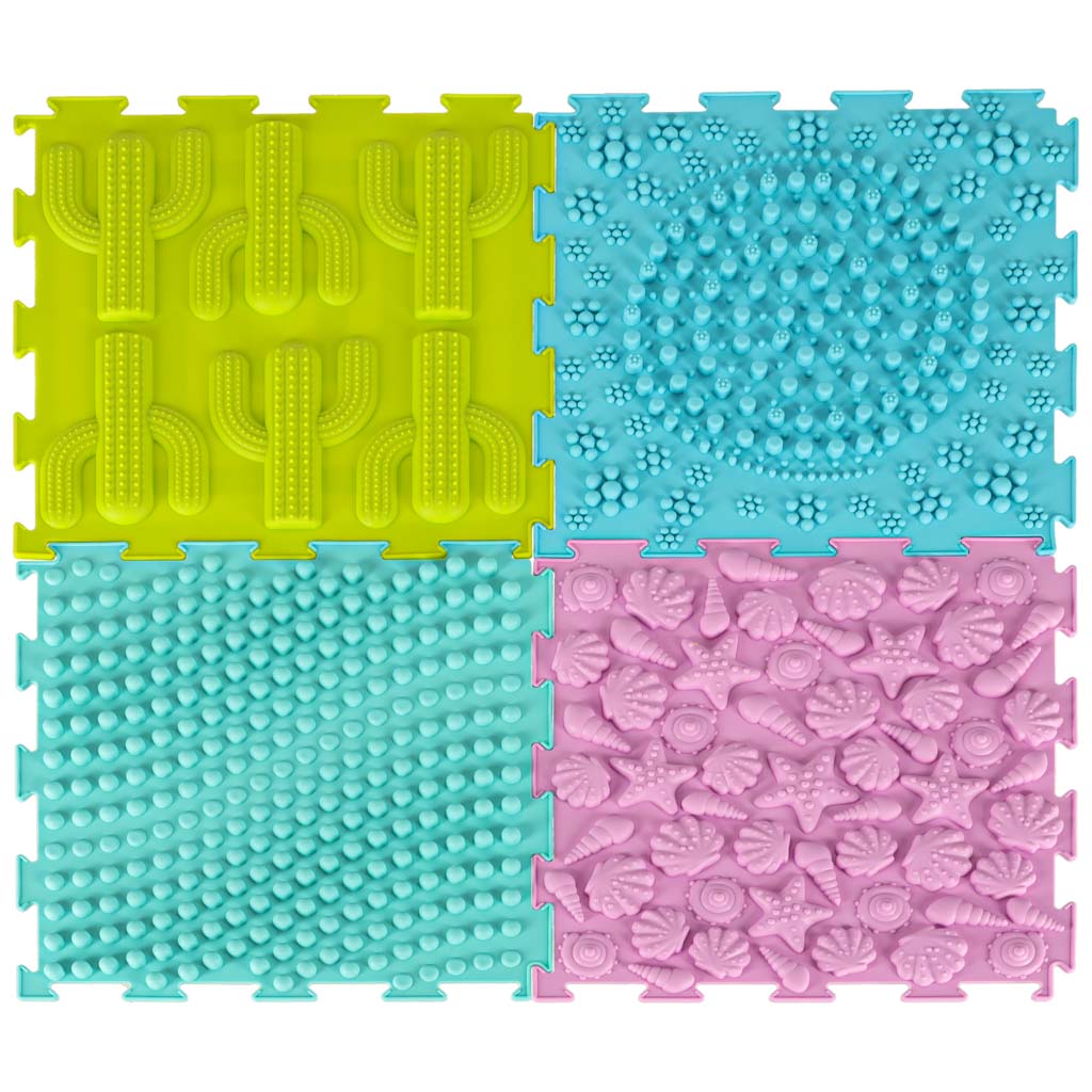 Sensorais paklājiņš montessori pēdu masāžas puzle 8 gabaliņi pasteļtoņi | EcoToys