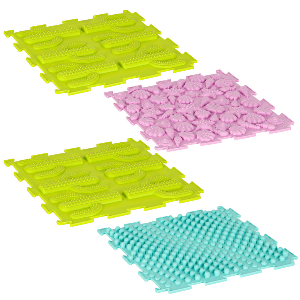Sensorais paklājiņš montessori pēdu masāžas puzle 8 gabaliņi pasteļtoņi | EcoToys