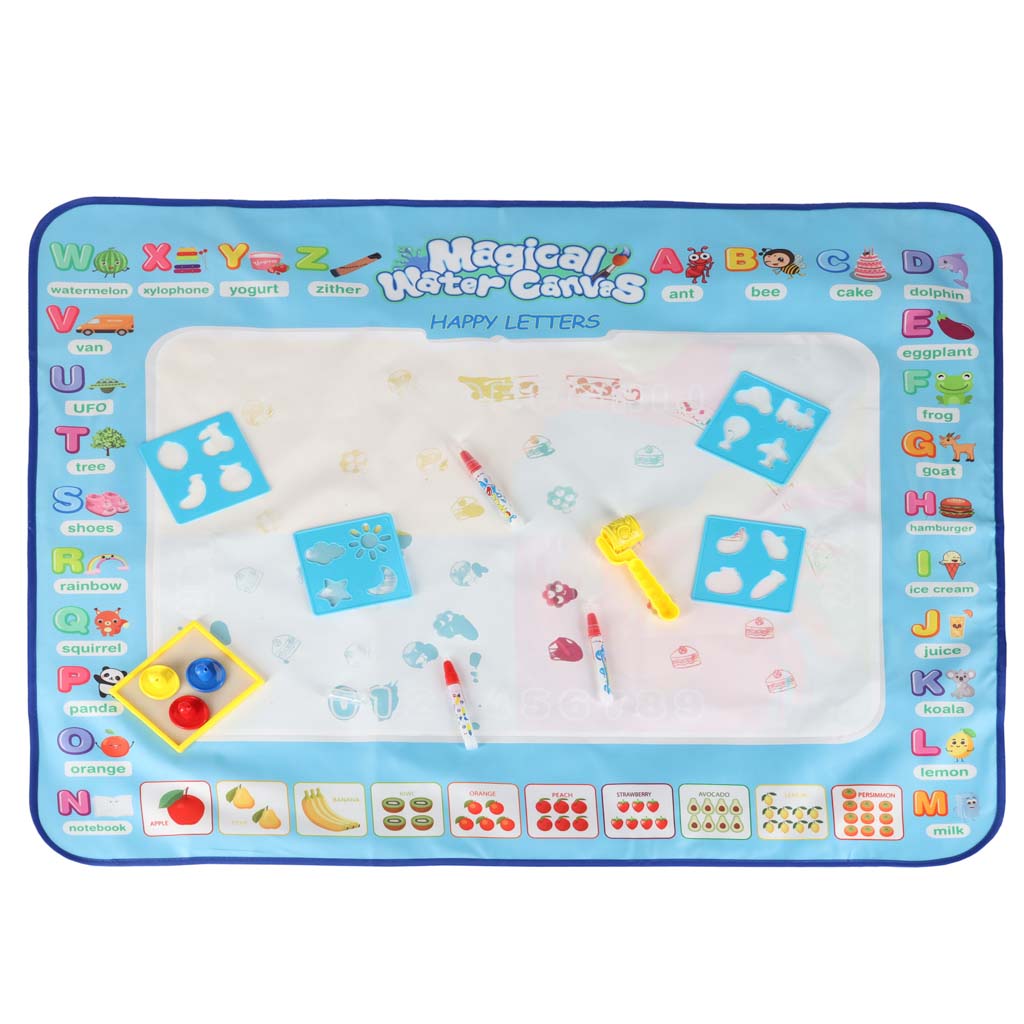 Ūdens zīmēšanas paklājs ar marķieriem un trafaretiem 100x80 cm “Alfabēts” | EcoToys