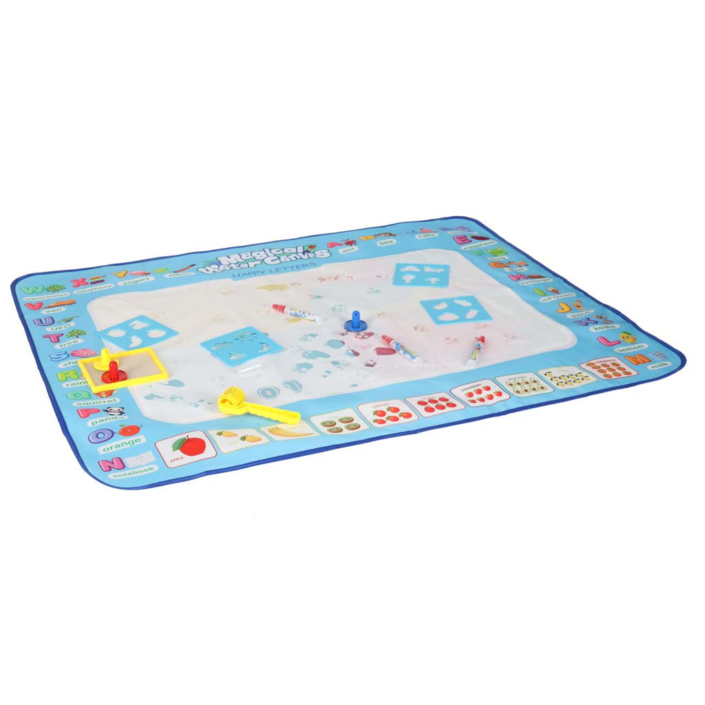 Ūdens zīmēšanas paklājs ar marķieriem un trafaretiem 100x80 cm “Alfabēts” | EcoToys