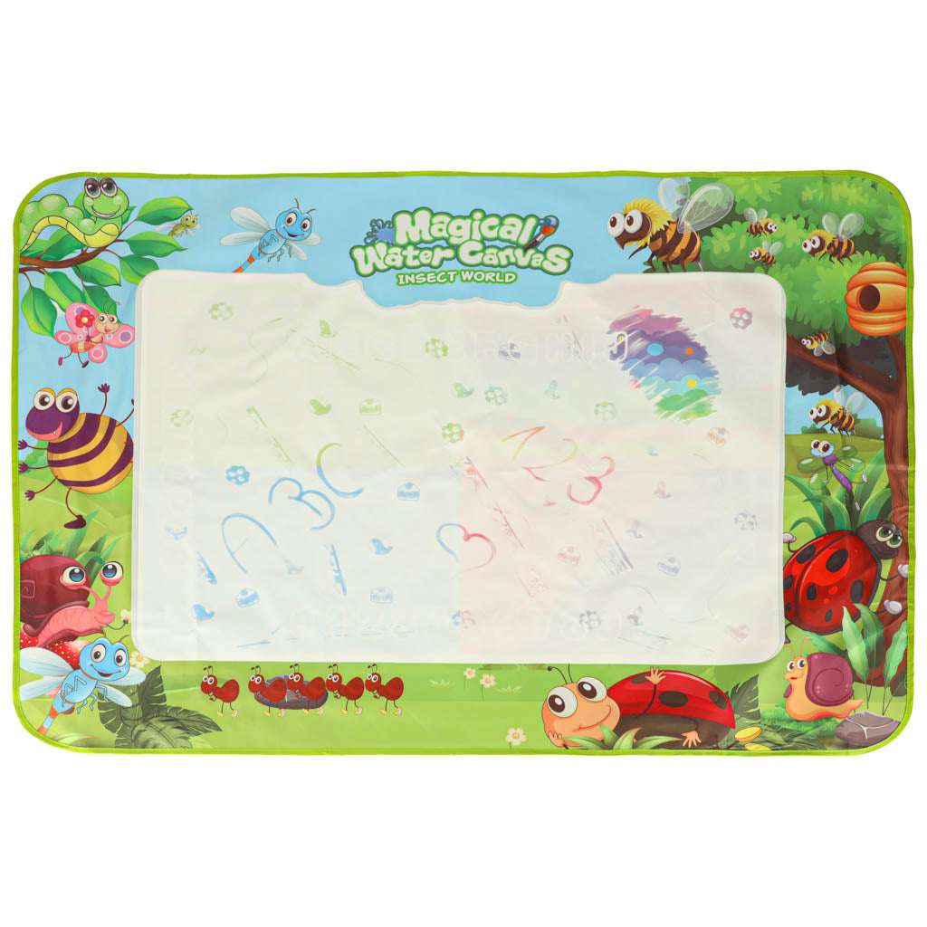 Ūdens zīmēšanas paklājs ar marķieriem un trafaretiem 120x90 cm “Pļava” | EcoToys