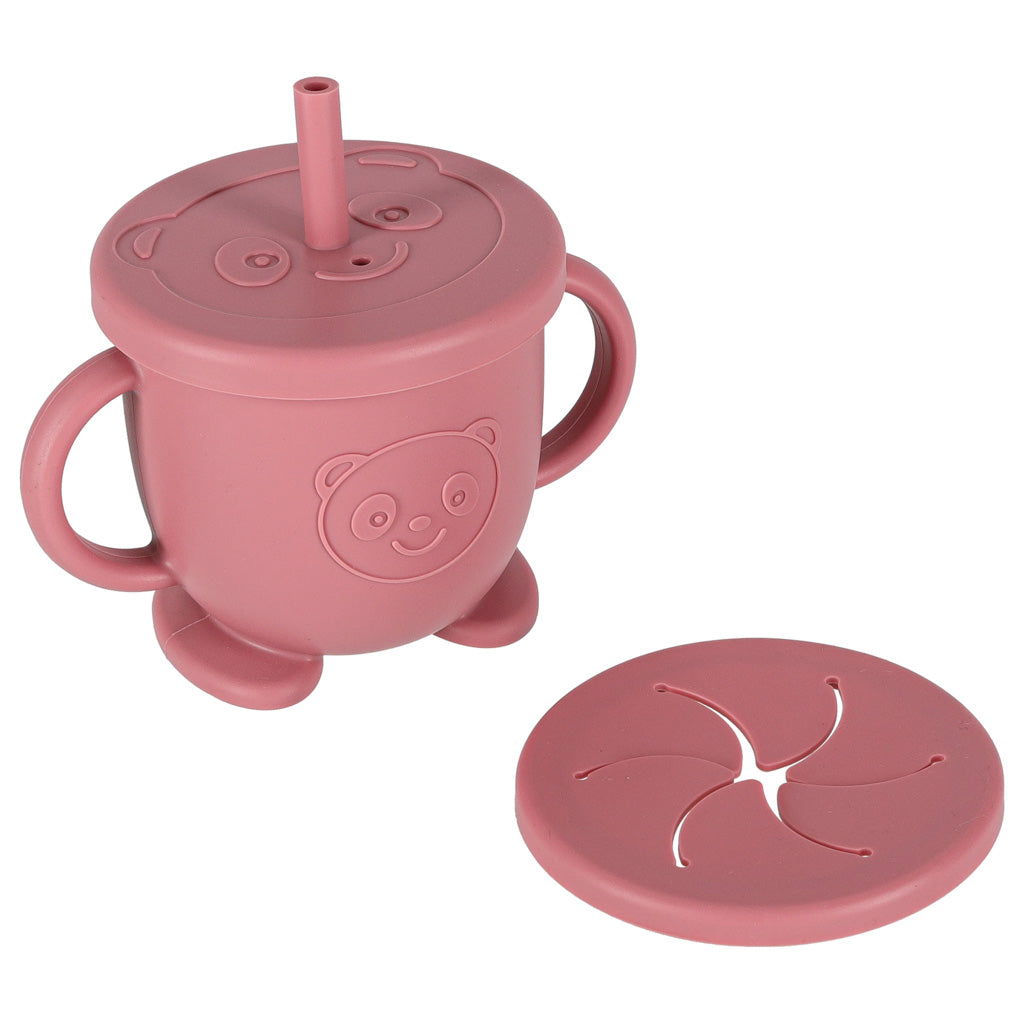Silikona trauku komplekts mazuļiem “Krabis”, 9 gab., tumši rozā | EcoToys