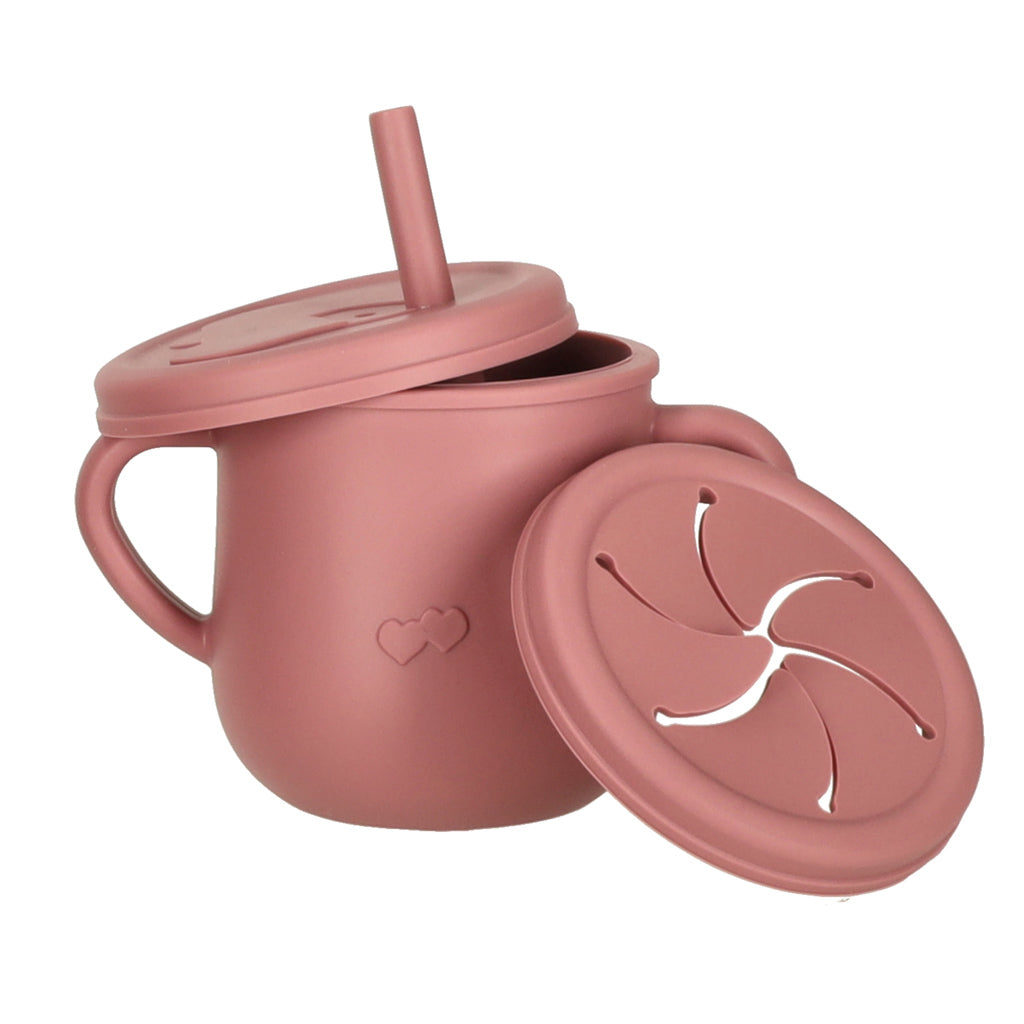 Bērnu silikona trauki vāverīte tumši rozā krāsā | EcoToys