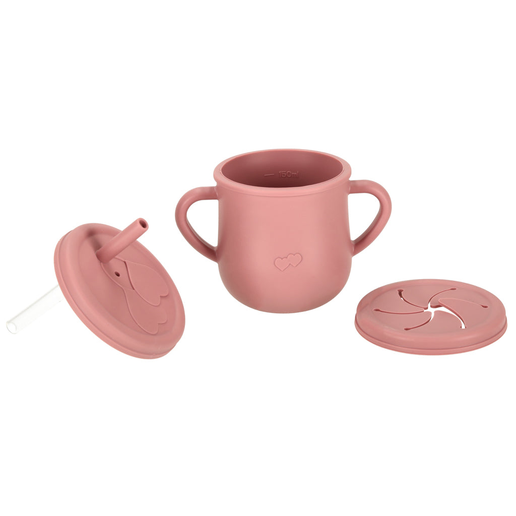 Bērnu silikona trauki vāverīte tumši rozā krāsā | EcoToys