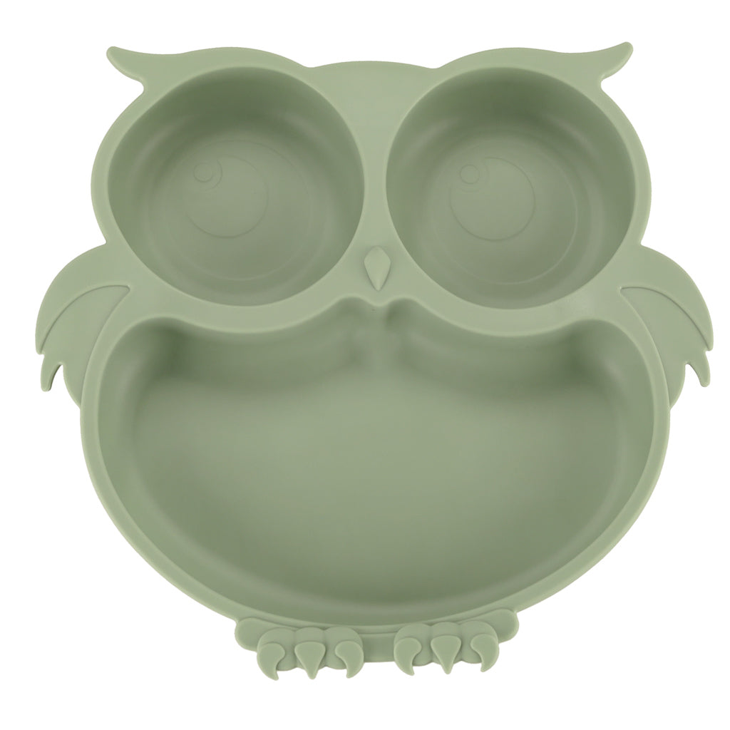 Bērnu silikona trauki pūce milita zaļš | EcoToys