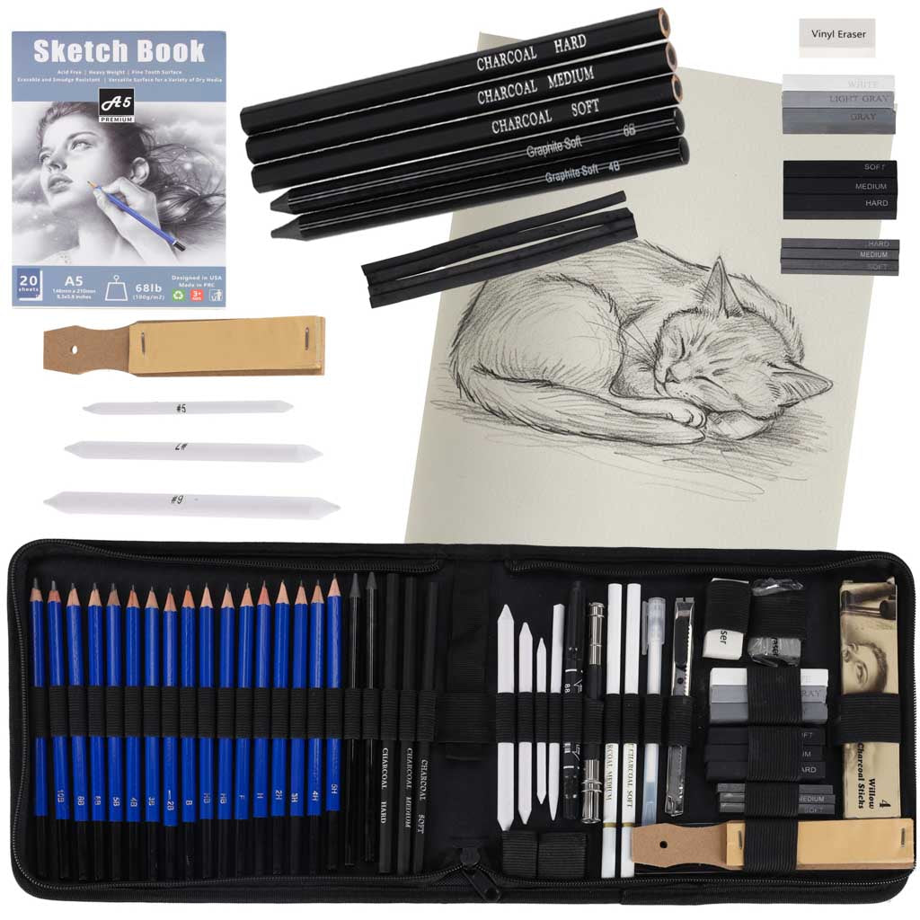 Skicēšanas un zīmēšanas zīmuļu komplekts, 54 gab. | EcoToys