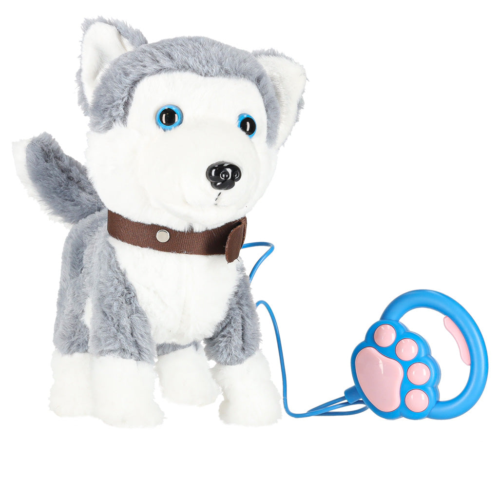Interaktīvs suns uz pavadas barks pastaigas vicina asti haskijs | EcoToys