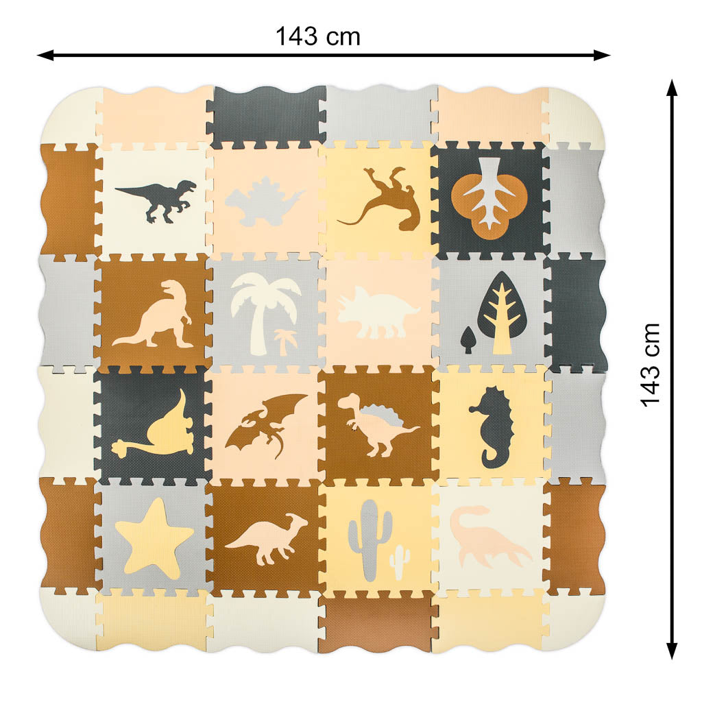 Putu puzles paklājs “Dinozauri”, 36 el., 143x143 cm | EcoToys