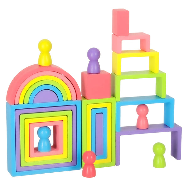 Koka bloku varavīksnes izglītojoša puzle