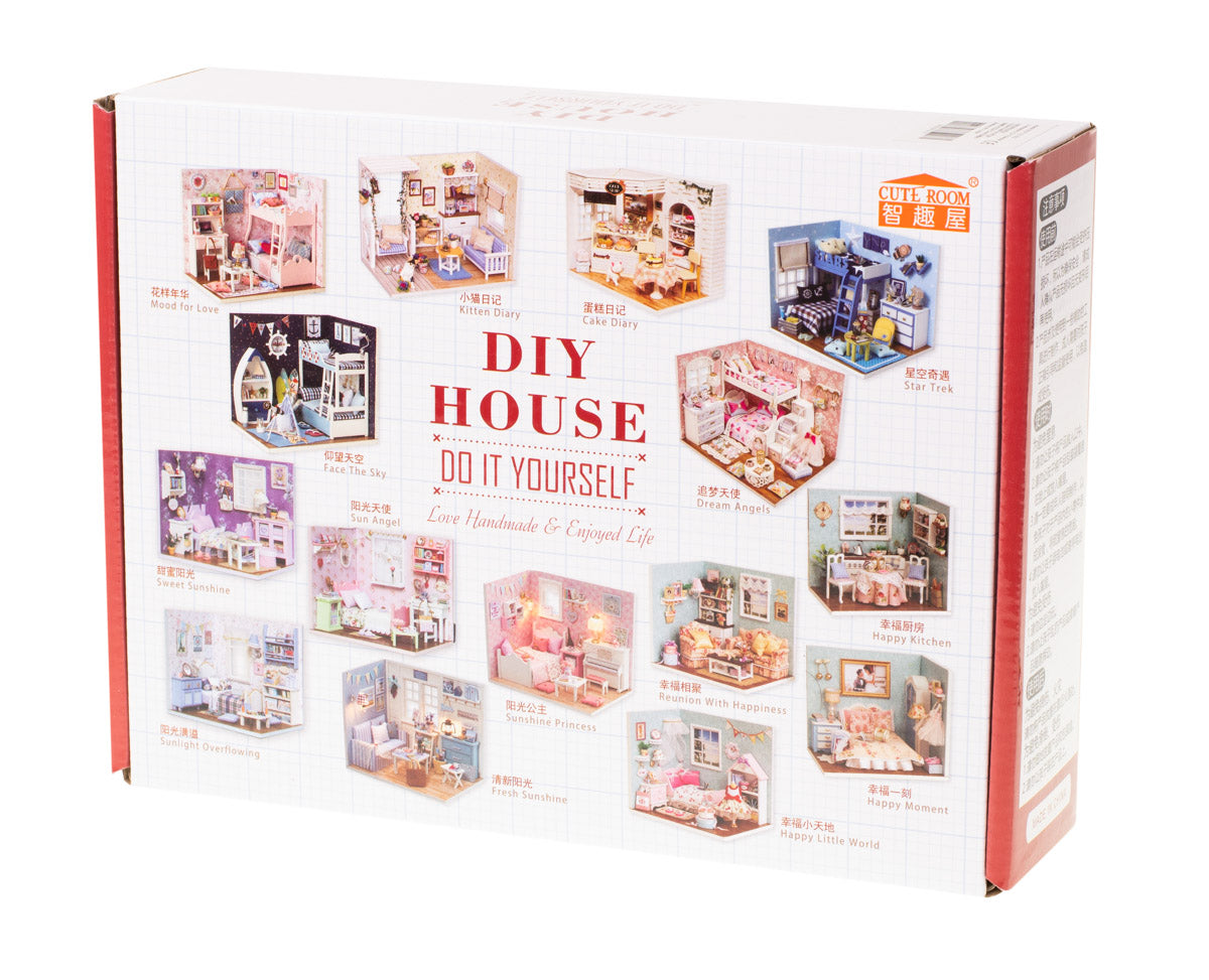 Retro modeļa koka leļļu namiņš DIY TE