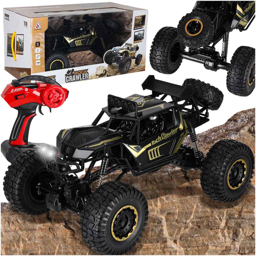 Liels tālvadības auto Rock Crawler 4×4, 1:8, 51 cm, melns | EcoToys